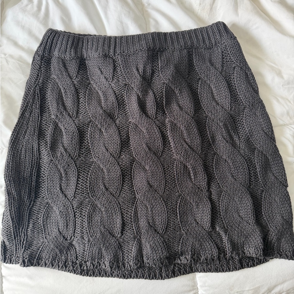 Le Lis Charcoal Cable Knit Mini Skirt